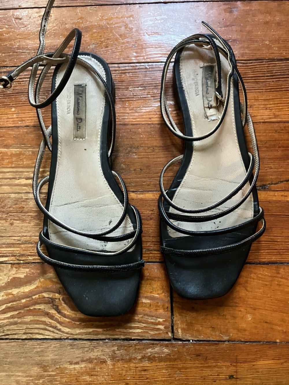 Massimo Dutti Black Strappy Sandal
